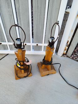 S.w. Ladder, Pair Of Wood Lamps.