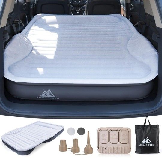 Car Air Mattress for SUV with Built-in Pump, Thickened Oxford Fabric Quick Inflation Bed, Anti-Slip Sleeping Pad for Road Trips/Camping, Fits Most SUV