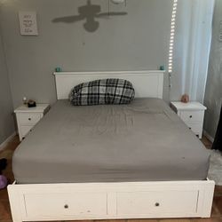 King Bed Frame w/ Two Nightstands
