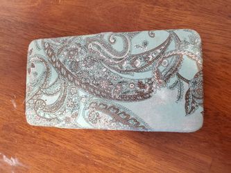 Paisley Hard Case Wallet Light Blue 