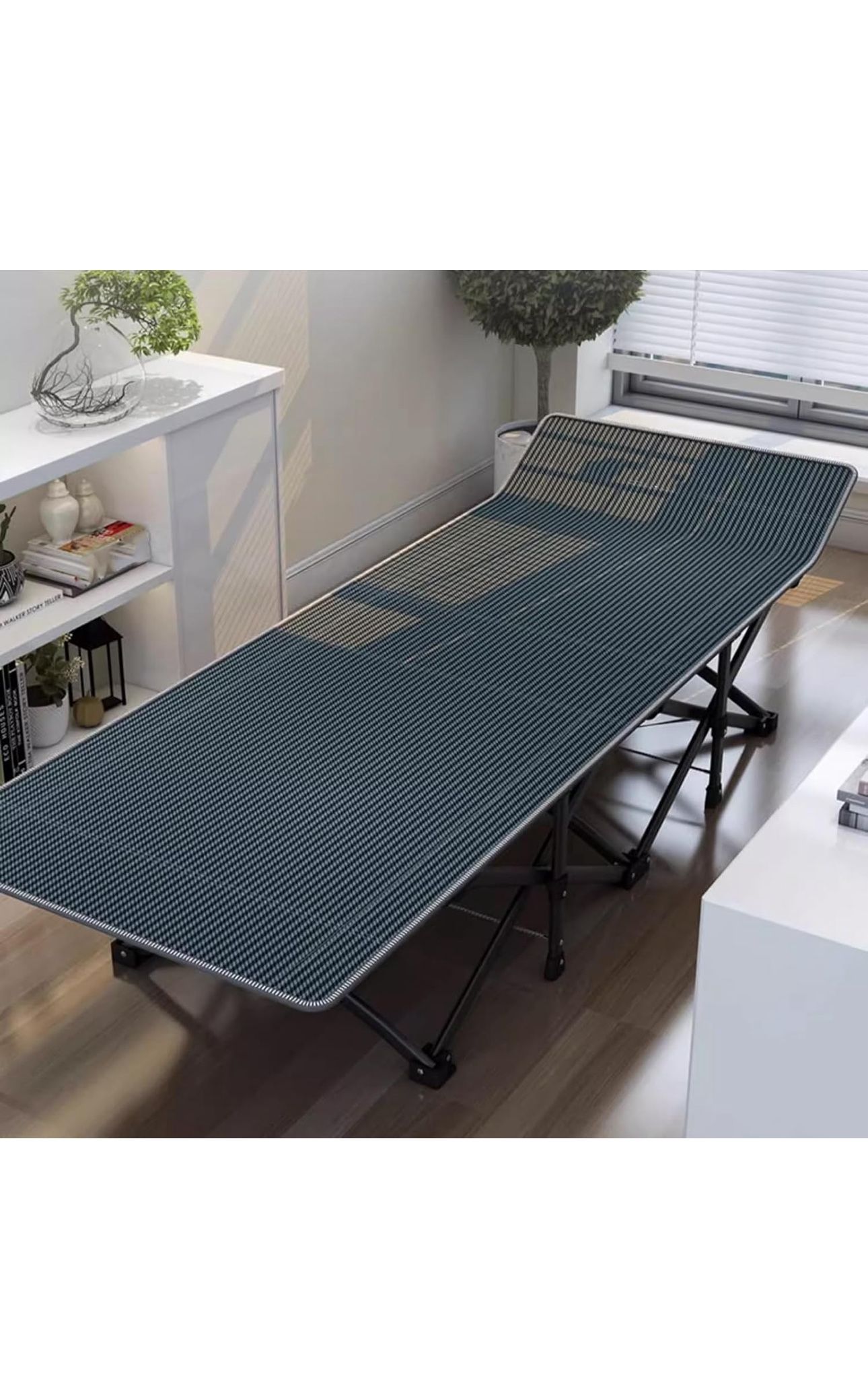 2  Folding Camping Cot, Heavy Duty Sleeping Cots with Carry Bag, Double Layer Oxford Portable Travel Camp Cots for Home, Office Nap and Outdoor Beach 