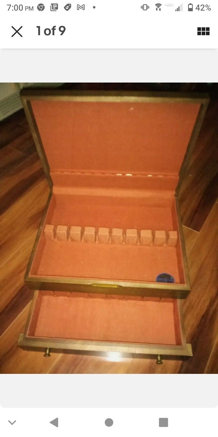 McGraw Wooden Silverware Flatware Storage Box Case Anti-Tarnish w/ Drawer