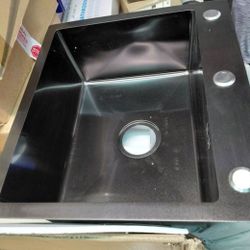 Wudkey 20x18x8 Drop In Matte Black Kitchen Sink With 2 Faucets, Soap Dispenser,  Drying Mat , Drain And More
