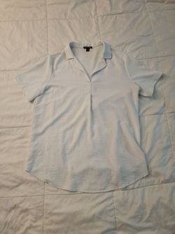 Light Blue Short Sleeve Collared Blouse
