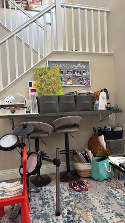 Side table , could be use as closet shelves , 2 Bar stools