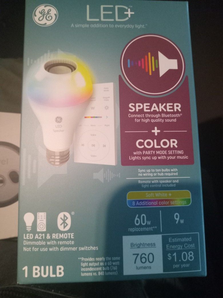 GE BLUETOOTH SPEAKER LIGHTBULB
