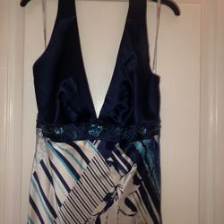 Satin Beaded Evening Dress 