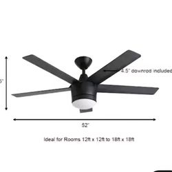 Merwry 52 in. Integrated LED Indoor Brushed Nickel Ceiling Fan with HubSpace Bundle