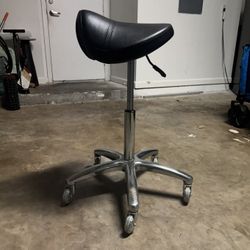 Saloniture Professional Ergonomic Saddle Stool, Black - Adjustable Hydraulic Seat, Rolling Spa Salon, Massage, and Medical Office Chair with Swivel Wh