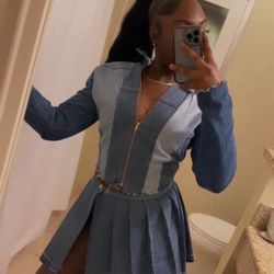 Custom Denim Skirt Set 