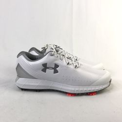New Under Armour Men's HOVR Drive Spiked Golf Shoes White/Metallic Silver Size 8 New without box 