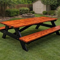 Black & Red Oak Custom 8Ft Picnic TABLE