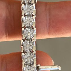 3 CT.  T.W.  Diamond Cluster Tennis Bracelet.  