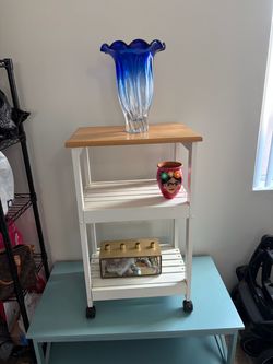 Rolling Kitchen Cart with Wood Top