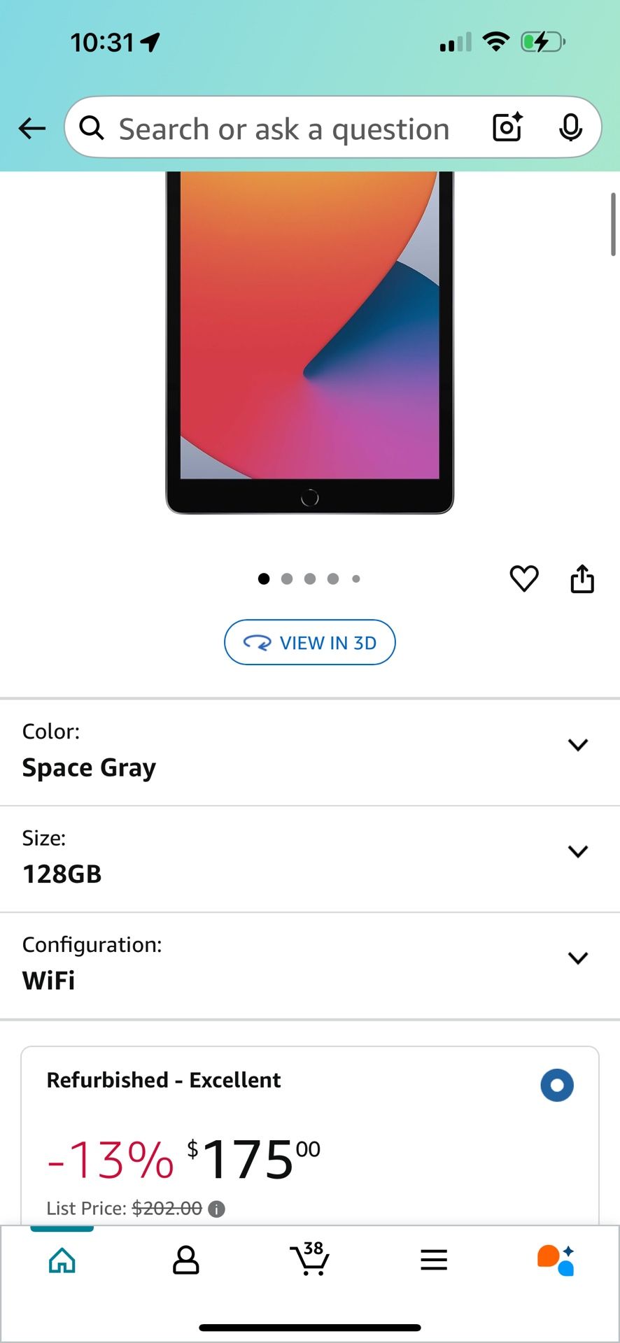 Apple iPad (10.2-inch, Wi-Fi, 128GB, 8th Generation) - Space Gray