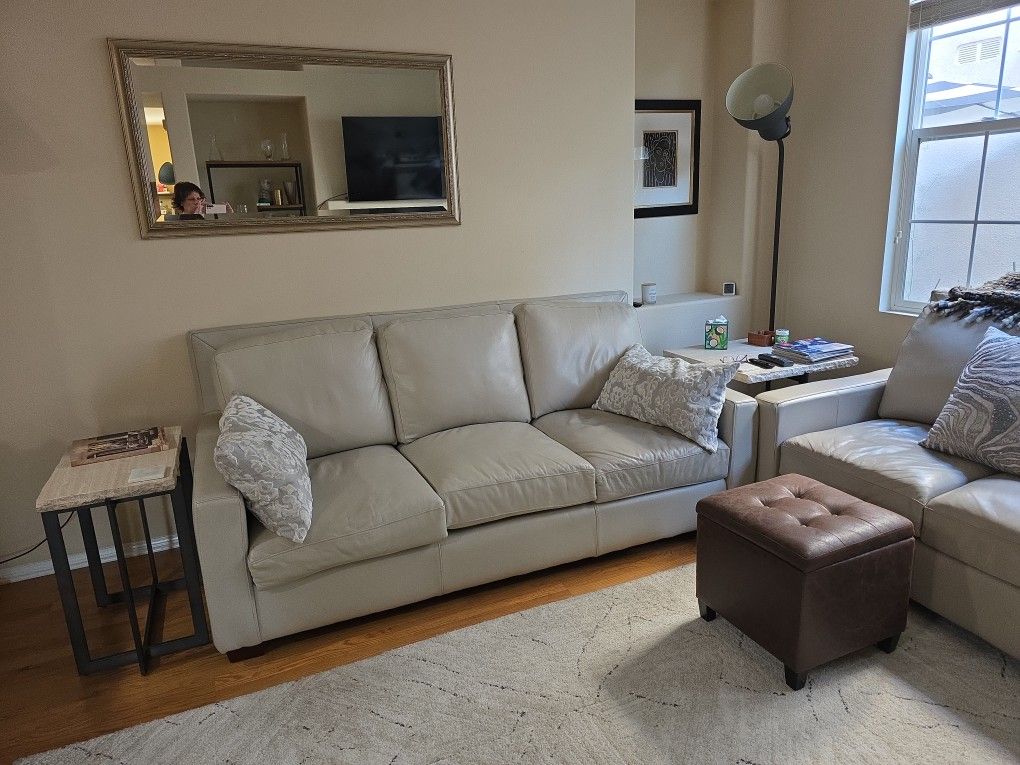 Bone Leather Sofa & Loveseat