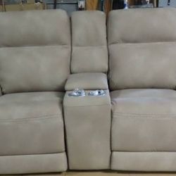 Ashley Next-Gen DuraPella Power Reclining Loveseat with Center Console and Adjustable Headrest