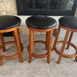 Round Wood Stools X 3