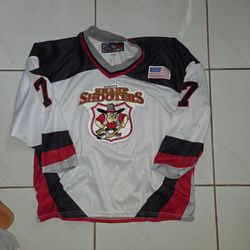 Glacier Sharp Shooters hockey jersey #7, size XXL. SP brand. Good pre-owned condition, no rips. Cool vintage local team jersey.