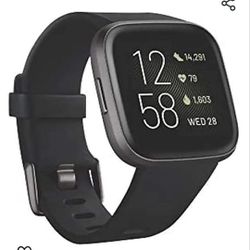 Fitbit Versa 2 Health and Fitness Smartwatch with Heart Rate, Music, Alexa Built-In, Sleep and Swim Tracking, Black/Carbon, One Size (S and L Bands In