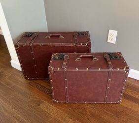 Pair Of Decorative Trunk Style Suitcases