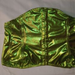 Bear Dance Shiny Green Tube Top Size L, NWOT