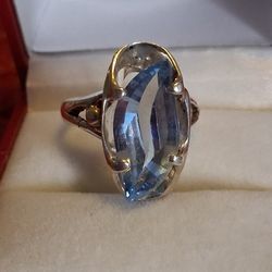 Sterling Silver Aquamarine Vintage Ring Size 7