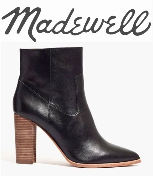 Madewell Hynde Booties Black Leather Size 8