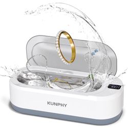 Ultrasonic Jewelry Cleaner, 350ML 48KHz Professional Ultrasonic Cleaner Machine with 3 Digital Timer, Touch Operation for Eyeglass, Watches, Ring, Sil