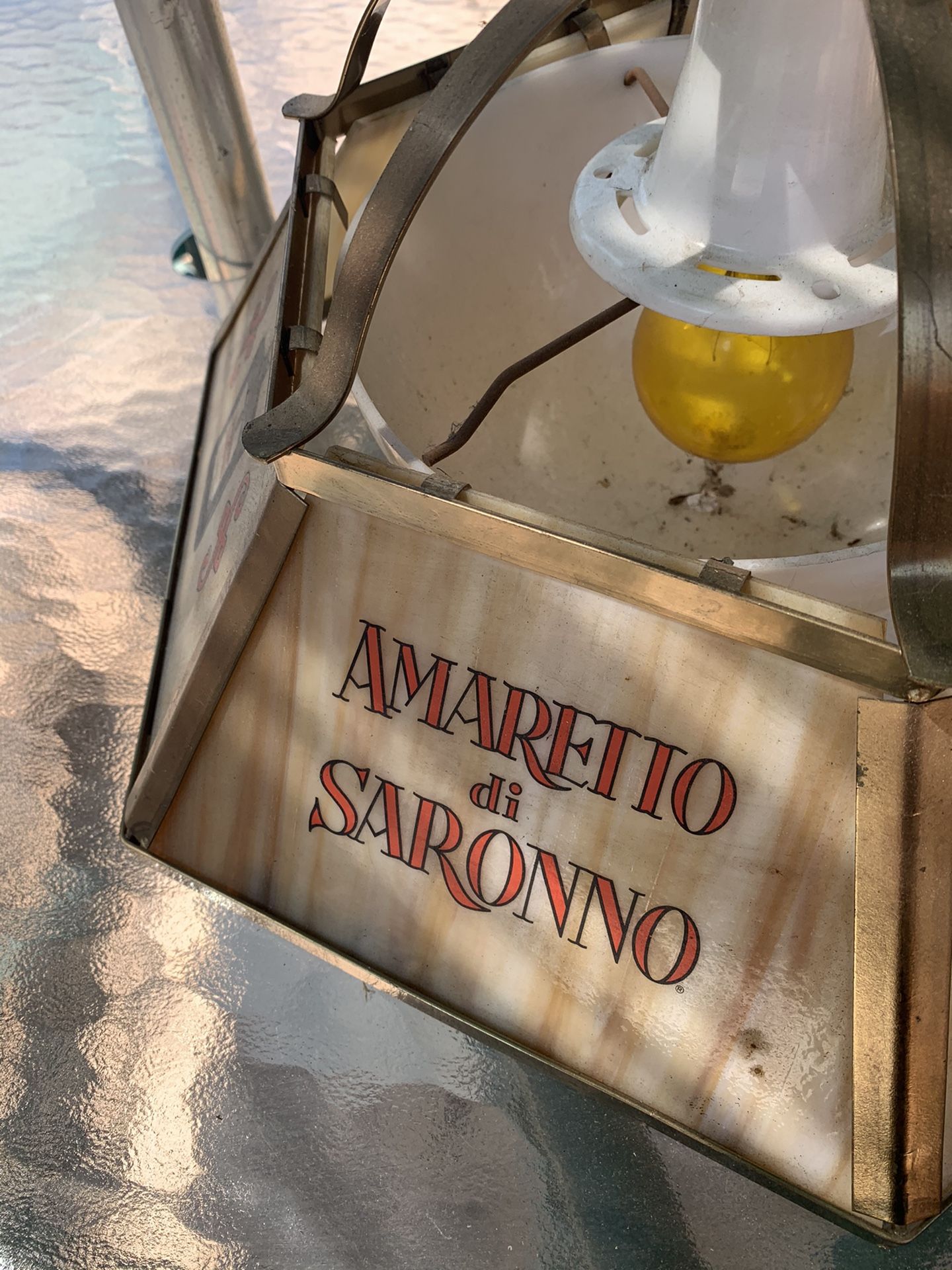 VINTAGE BAR AMARETTO DI SARONNO LIGHTED HANGING LAMP