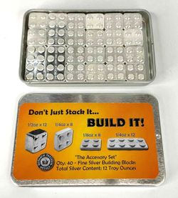 12oz Silver Building Block Bars 40 Piece Accessory Set Monarch Metals