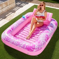 SLOOSH Inflatable Tanning Pool Lounger Float, 70" x 46"