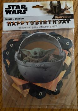 Star Wars Mandalorian Happy Birthday Banner