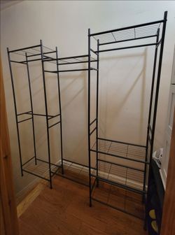 NEW Black Metal Garment Rack with Shelves