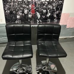 Mint Condition Adjustable Leather Barstools- Lightly Used 