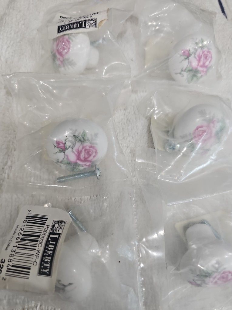 Rose White Ceramic Drawer Pulls