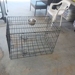Dog Cage And Food Bowl 