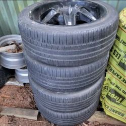 Set of 4 245/45R20 Tires with Black Rims