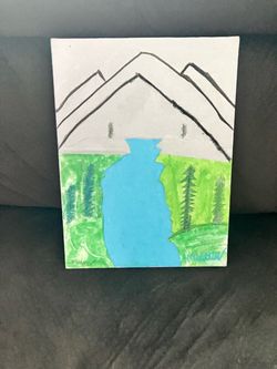 Original Hand-Painted Mountain River Canvas