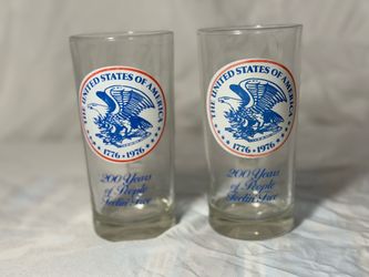 1976 US Bicentennial Commemorative Drinking Glasses Set of 2