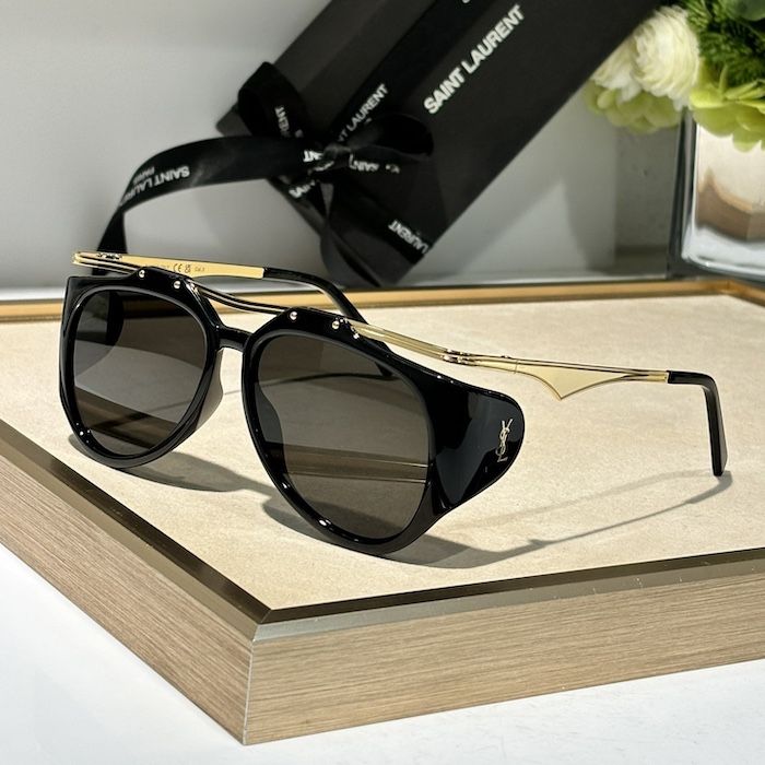 New Yves Saint Laurent (YSL) Amelia Monogram 55MM Black Dark Grey Sunglasses