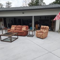 LAZ-U-BOY Sofa Set W Recliner &end And Coffee Tables