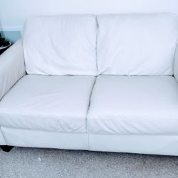 Beige Leather Loveseat and 2 Recliners Set