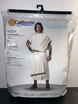 Men's Deluxe Classic Toga Roman Greek God Cream Adult Costume Halloween One Size