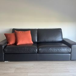 New Ikea Black Real Leather Sofa 