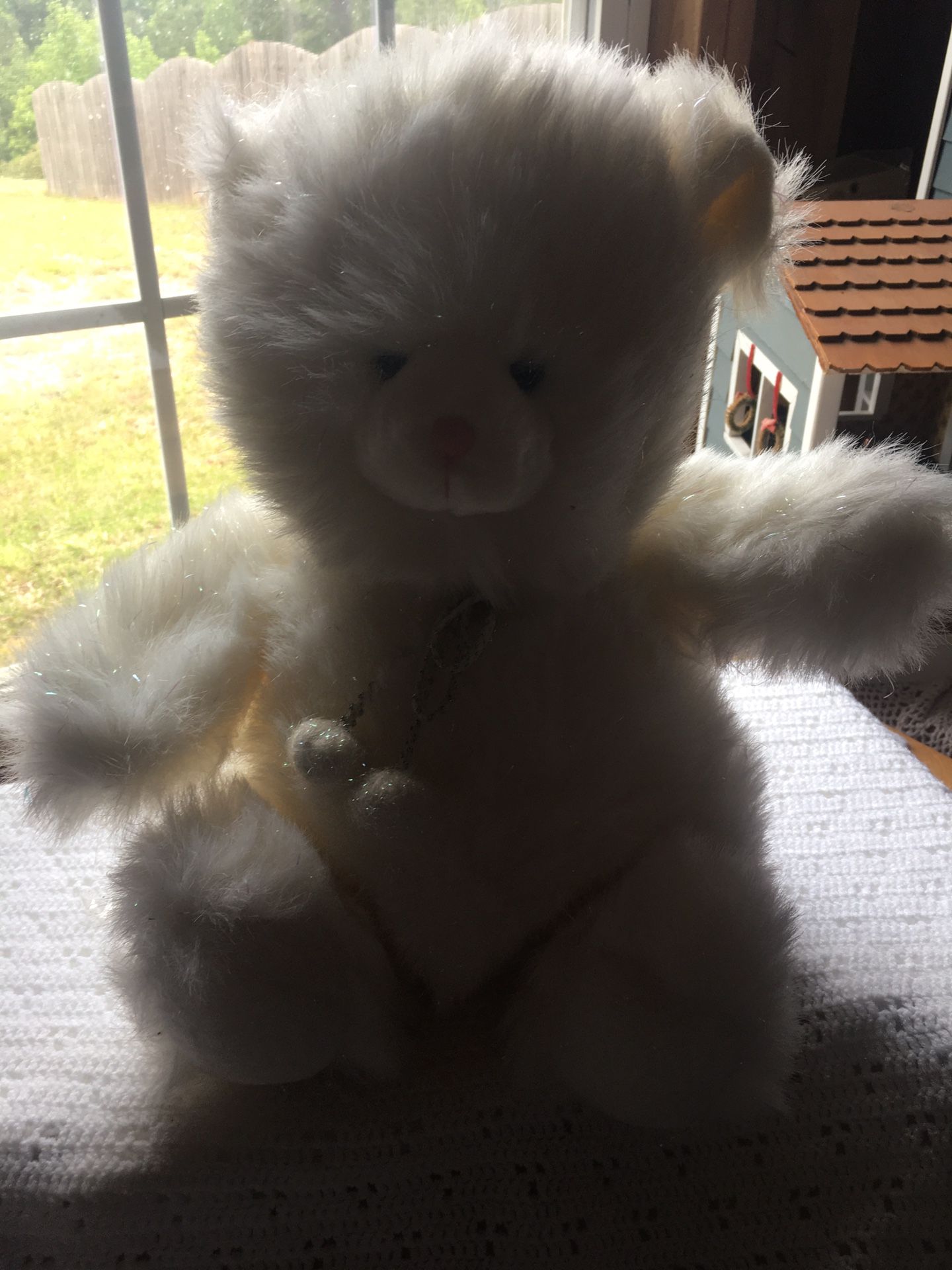 White plush teddy bear