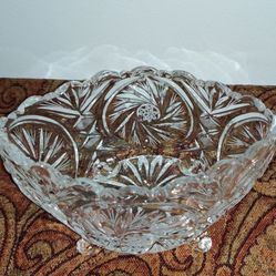 Vintage Pinwheel Oval Crystal Bowl