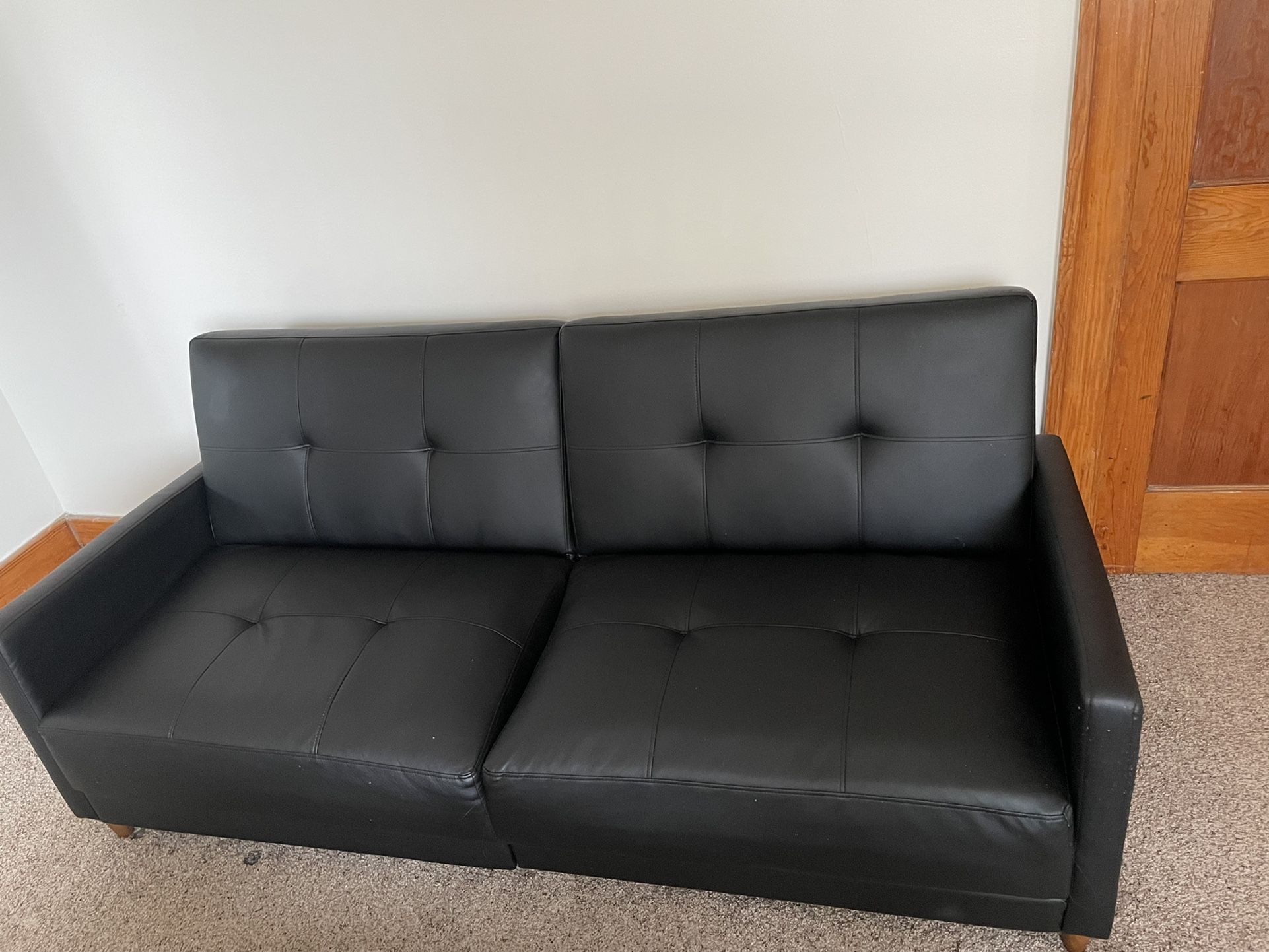 Black Leather Couch/Futon