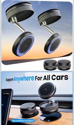 2 PCS Upgraded 360° Vacuum Magnetic Car Phone Holder for Magsafe [96+LBS Strongest Suction & 2800gf Strongest Magnetic], Adjustable Car Phone Mount fo