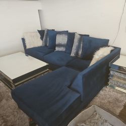 Living Room Sectional And Glass Table